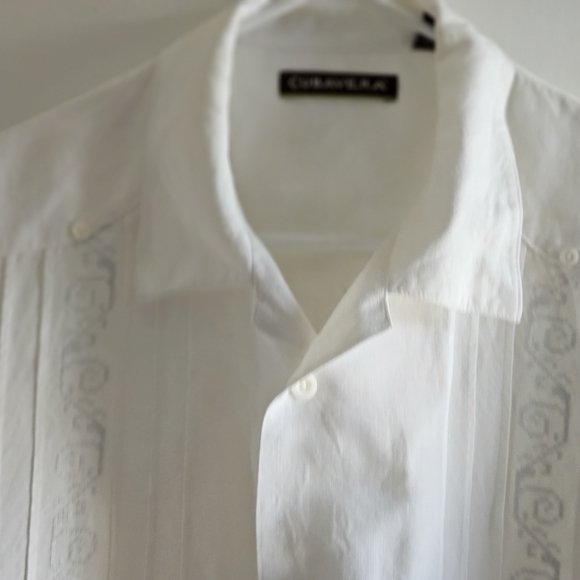 Cubavera White Casual Button Down Shirt Embroidery in Front Short Sleeves Sz L/G - Picture 6 of 12